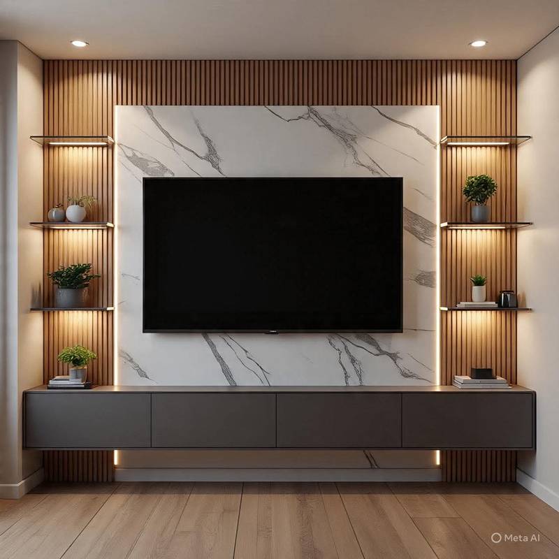 Floating Media Wall TV Unit